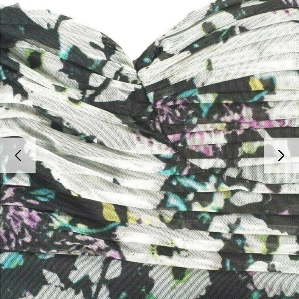 BCBGMaxAzria Strapless Ruched Bodycon Dress in Black, White, Pink & Teal - Picture 6 of 11